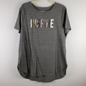 Lane Bryant Women's Size 14/16 Inspire Graphic Tee Shirt Heather Gray Round‎ Hem